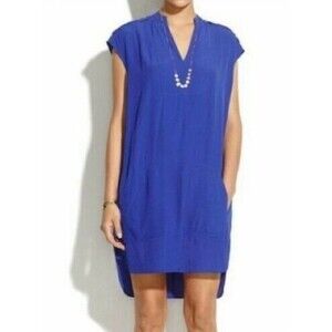 Madewell Morningside Cobalt Blue Shift Dress With Pockets Size Medium Sleeveless